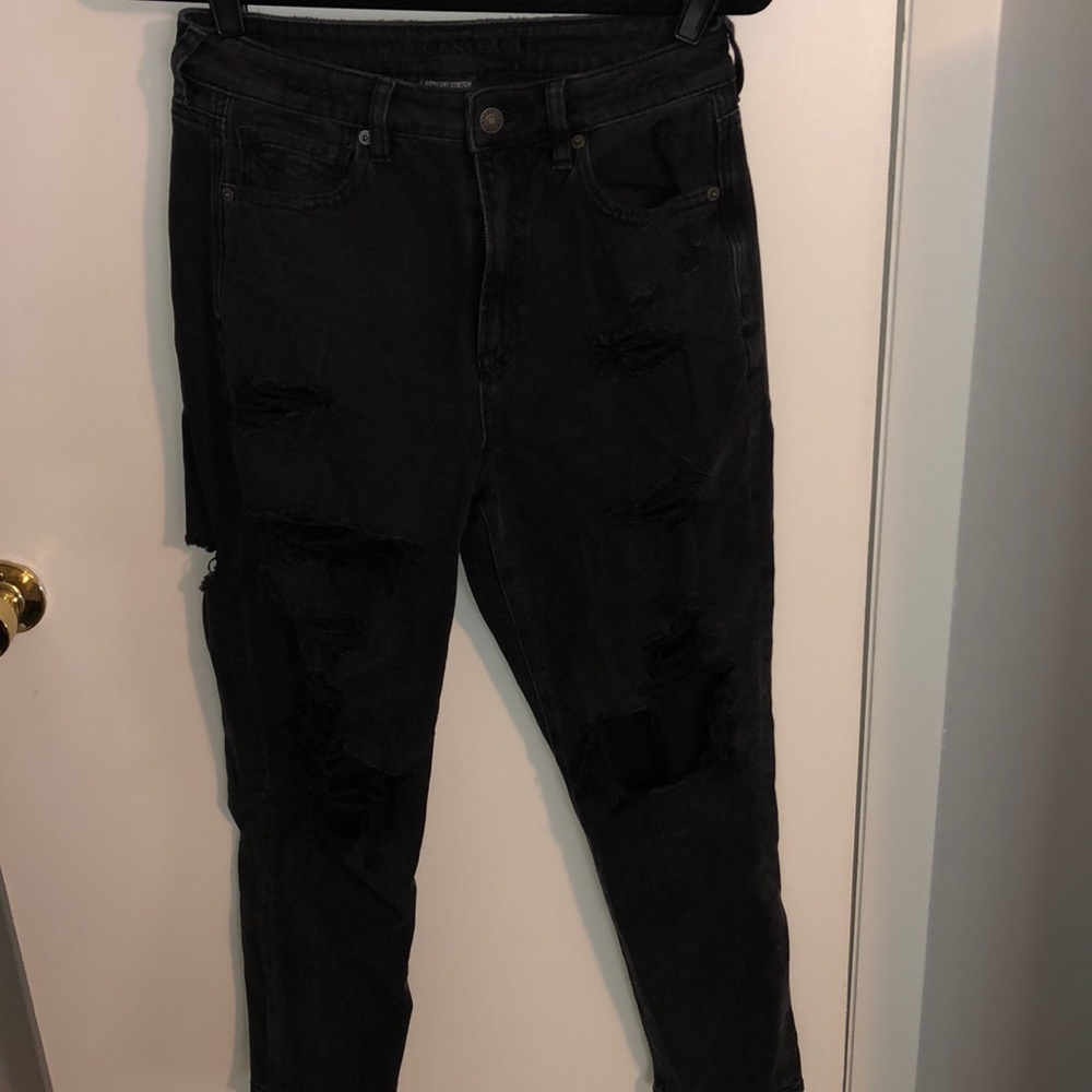 Black Comfort Stretch Waistband Ripped Jeans